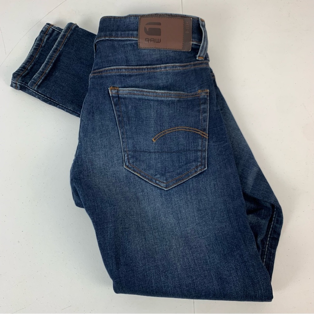 G-Star RAW Jeans Mens 28 x 32 Blue 3301 Deconstructed Skinny Fit Distress Denim